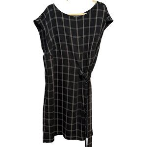 Loft Plus Black & White Plaid Tie-Waist Dress Size 18